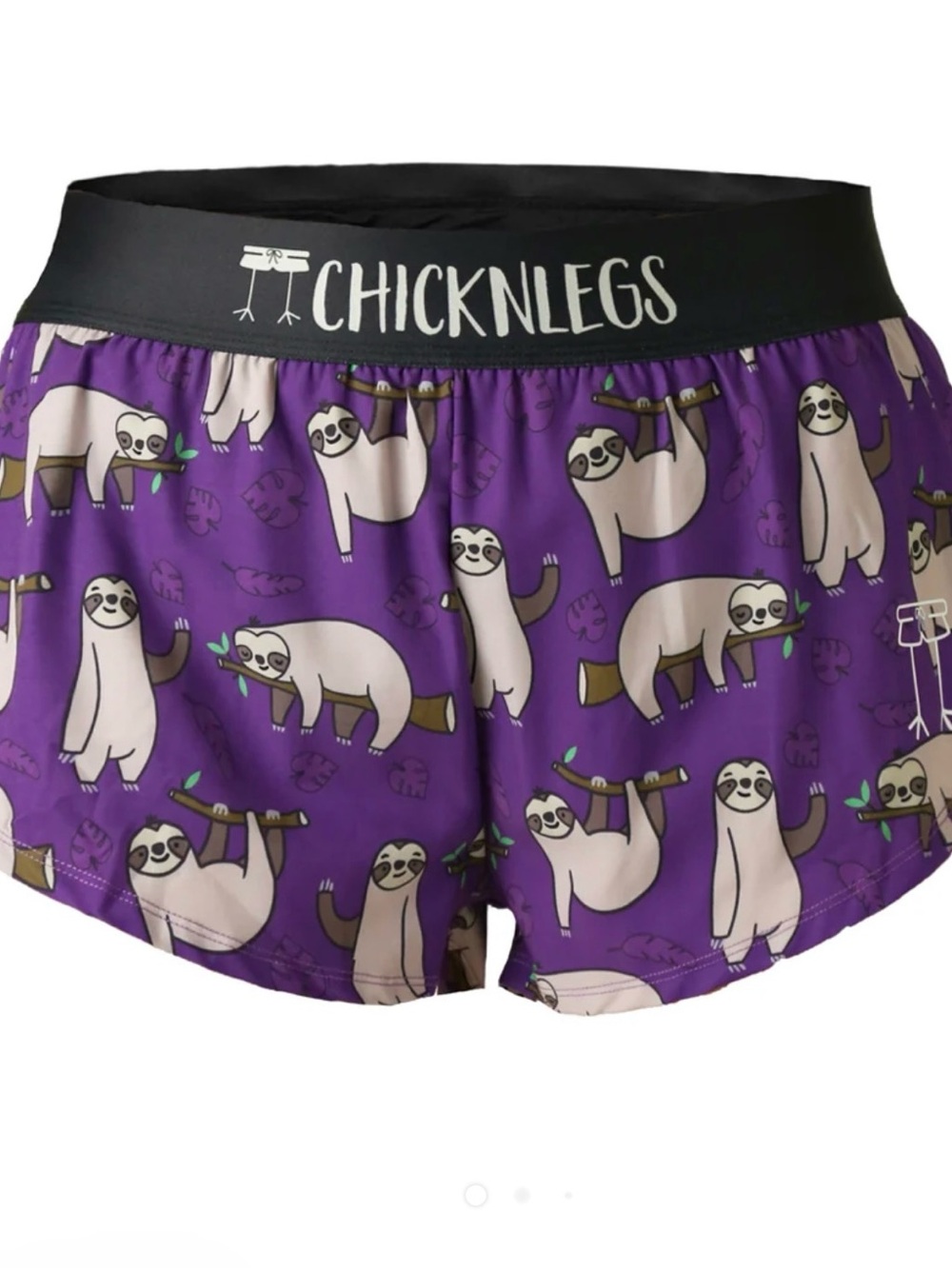 NWT Chicknlegs Women's Purple Sloth Print Athletic Shorts Size S